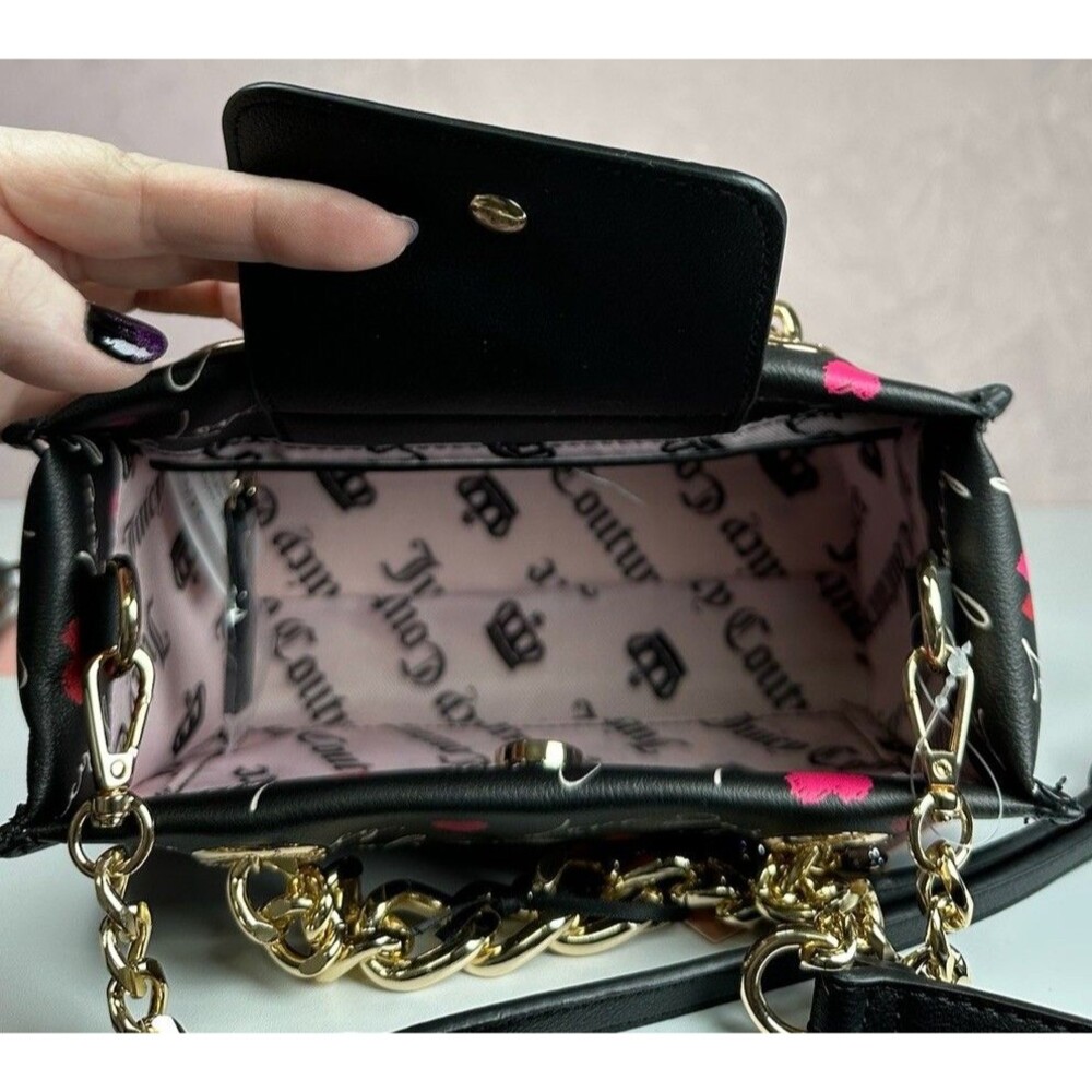 Juicy Couture Love Letter Mini Tote Purse & Wallet Set Black NWT Y2K Style - Picture 4 of 15